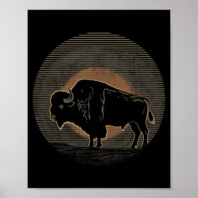 Buffalo Bison - Retro 70- och 80-tals Grafik Vinta Poster (Framsidan)