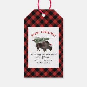 Buffalo Bison Santa God jul Träd Red Play Presentetikett