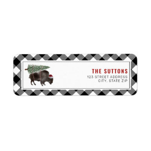 Buffalo Bison Santa Julgran Play Returadress Etikett