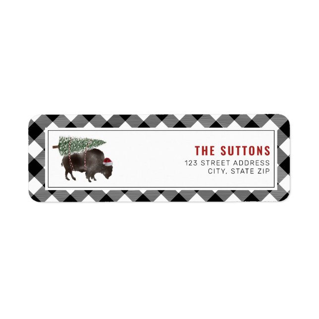 Buffalo Bison Santa Julgran Play Returadress Etikett (Framsidan)