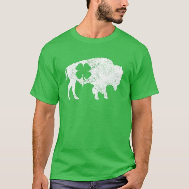 Buffalo Bison Shamrock St. Patrick's Day Saint Pad T Shirt (Framsida)