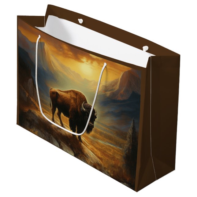 Buffalo Bison Sunset Silhouette (Framsidan Vinklad)