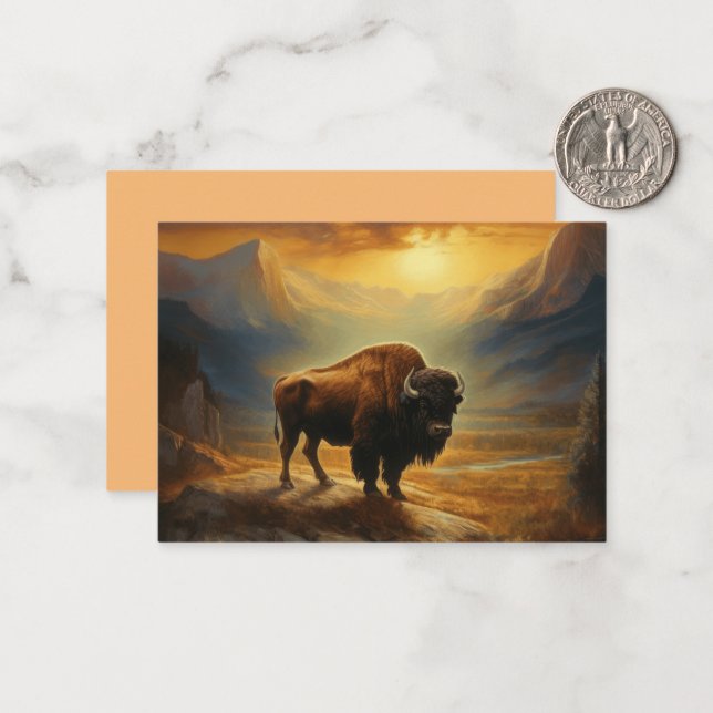 Buffalo Bison Sunset Silhouette Anteckningskort (Fram/Back In Situ)