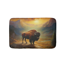 Buffalo Bison Sunset Silhouette Badrumsmatta