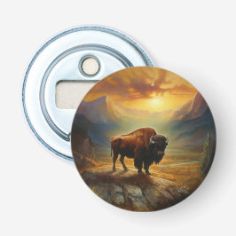 Buffalo Bison Sunset Silhouette Flasköppnare