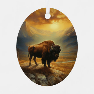 Buffalo Bison Sunset Silhouette Julgransdekoration