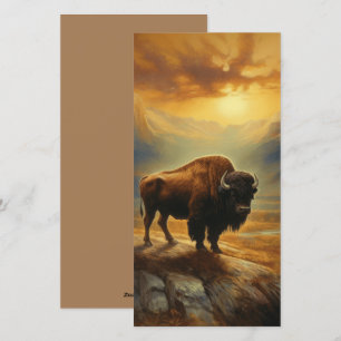 Buffalo Bison Sunset Silhouette Julkort