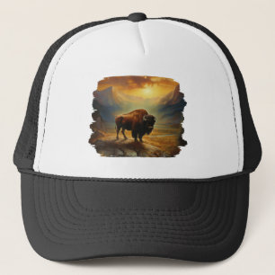 Buffalo Bison Sunset Silhouette Keps