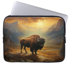 Buffalo Bison Sunset Silhouette Laptop Fodral