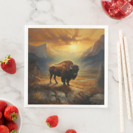 Buffalo Bison Sunset Silhouette Pappersservett