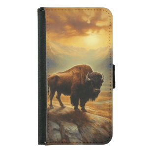 Buffalo Bison Sunset Silhouette Plånboksfodral För Samsung Galaxy S5