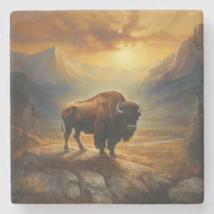 Buffalo Bison Sunset Silhouette Stenunderlägg