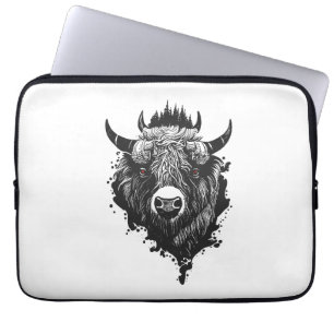 Buffalo Bison Vild Animal Nature Illustration Art Laptop Fodral