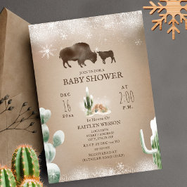 Buffalo Bison Winter Desert Cactus Baby Shower Inbjudningar