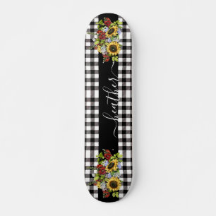 Buffalo Black White Solros Handskriftlig namn Mini Skateboard Bräda 18,5 Cm