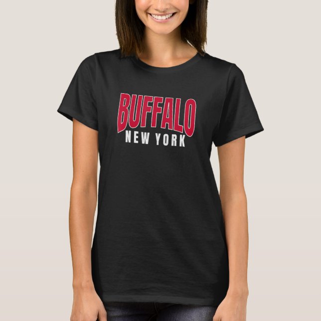 Buffalo Blue & Red Basic & Traditional Buffalo NY  T Shirt (Framsida)