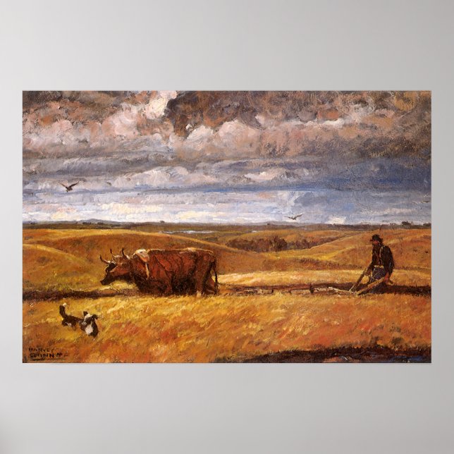 Buffalo Bones Plowed Under av Harvey Thomas Dunn Poster (Framsidan)