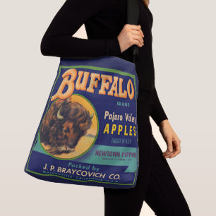 Buffalo Brand Apples-etikett för låda på 1930-tale Axelväska