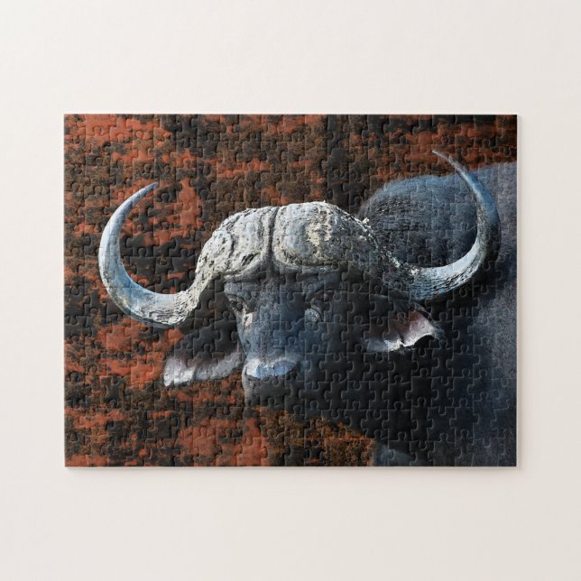 Buffalo bull bra art av vilda djur pussel (Horisontell)