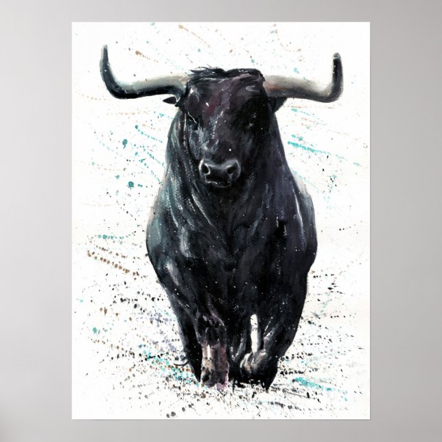 Buffalo Bull Watercolor Painting Poster (Framsidan)