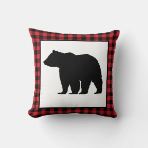 Buffalo Check Bear Wilderness Cabin Dekorativ kudd Kudde