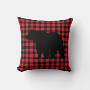 Buffalo Check Bear Wilderness Cabin Dekorativ kudd Kudde
