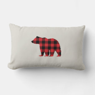 Buffalo Check Bear Wilderness Cabin Dekorativ kudd Lumbarkudde