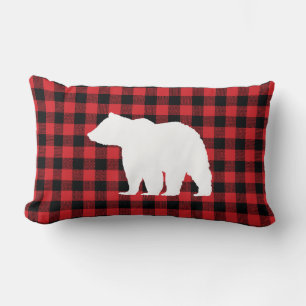 Buffalo Check Bear Wilderness Cabin Dekorativ kudd Lumbarkudde