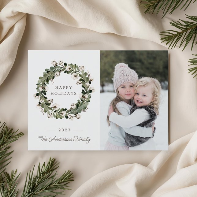 Buffalo Check-bild för kransfamilj för julbomull Julkort (Skapare uppladdad)