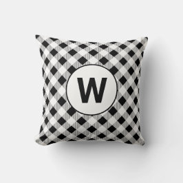 Buffalo Check Black White Monogram Dekorativ kudde
