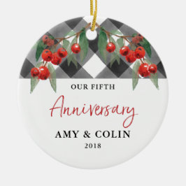 Buffalo Check Black White Plade årsdag Julgransprydnad Keramik