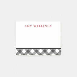 Buffalo Check Black & White Play Personlig Post-it Block
