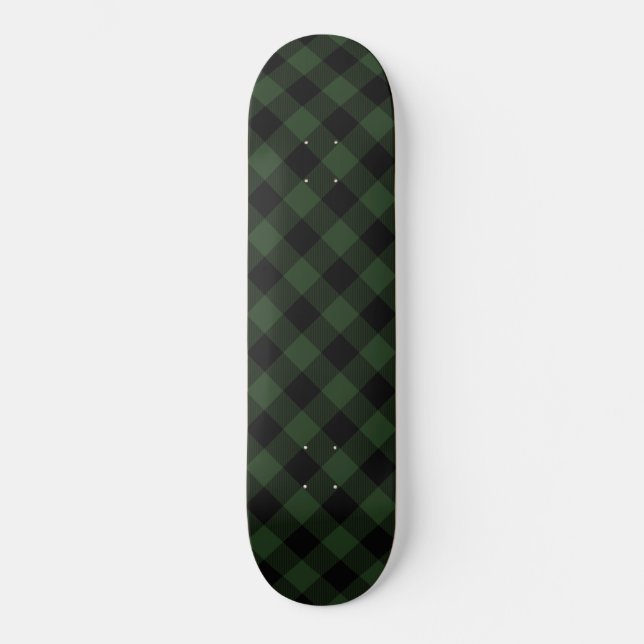 Buffalo Check Celtic Grönt and Black Mindre Play Mini Skateboard Bräda 18,5 Cm (Framsida)
