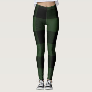 Buffalo Check Celtic Grönt and Black Squares Plai Leggings