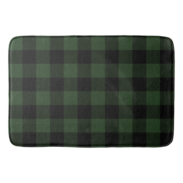 Buffalo Check Celtic Grönt and Black Squares Plaid Badrumsmatta (Framsidan)