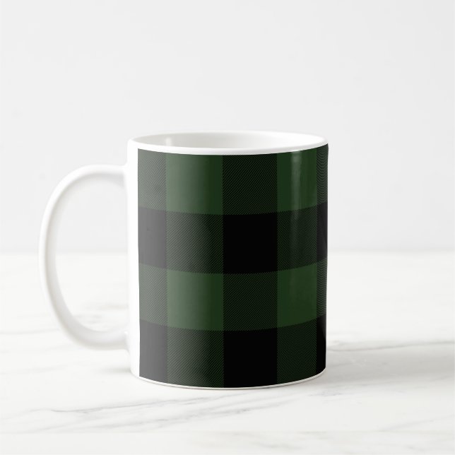 Buffalo Check Celtic Grönt and Black Squares Plaid Kaffemugg (Vänster)