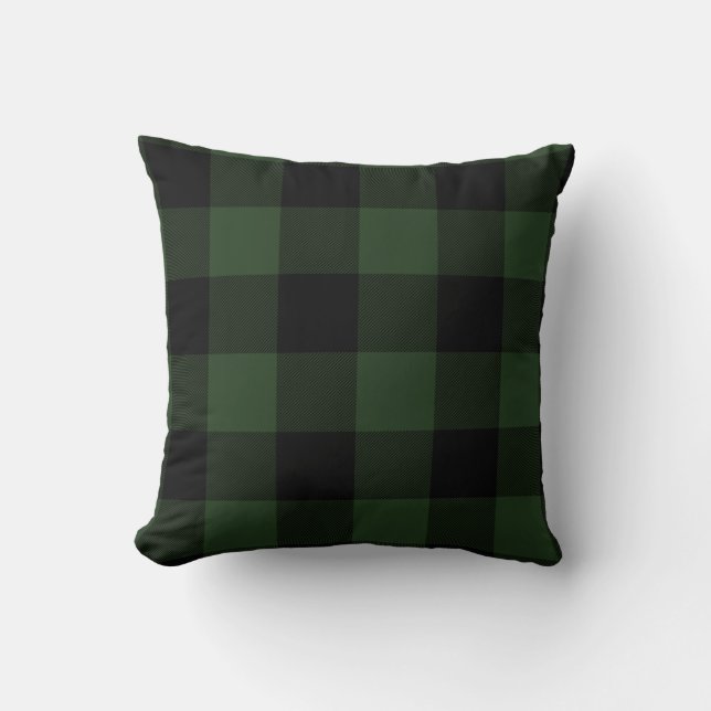 Buffalo Check Celtic Grönt and Black Squares Plaid Kudde (Framsida)
