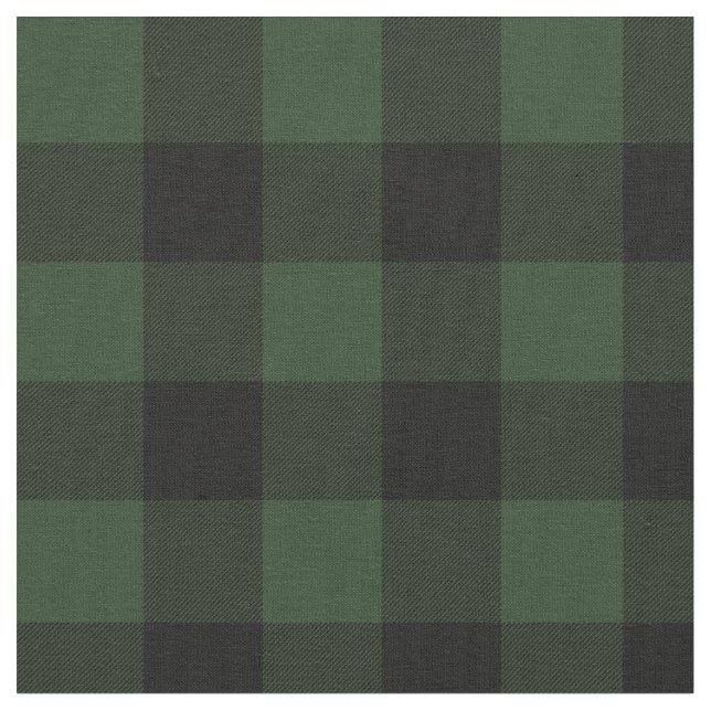 Buffalo Check Celtic Grönt and Black Squares Plaid Tyg (Närbild)