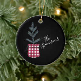 Buffalo Check Gräs Träd Personlig Namn Julgransprydnad Keramik