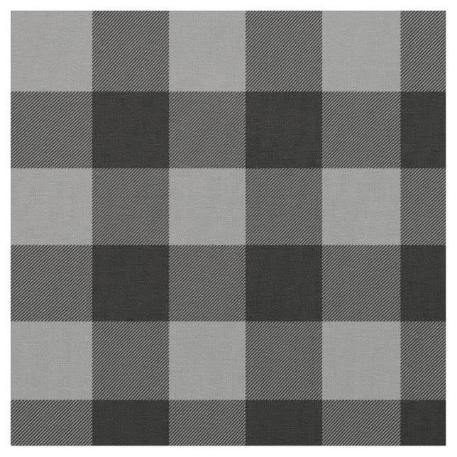 Buffalo Check Grått och Black Squares Pached Tyg (Närbild)