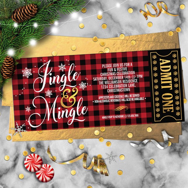 Buffalo Check Jingle och Mingle jul Party Inbjudningar (Skapare uppladdad)