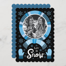 Buffalo Check Låt det snöa Photo Blue Black Julkort