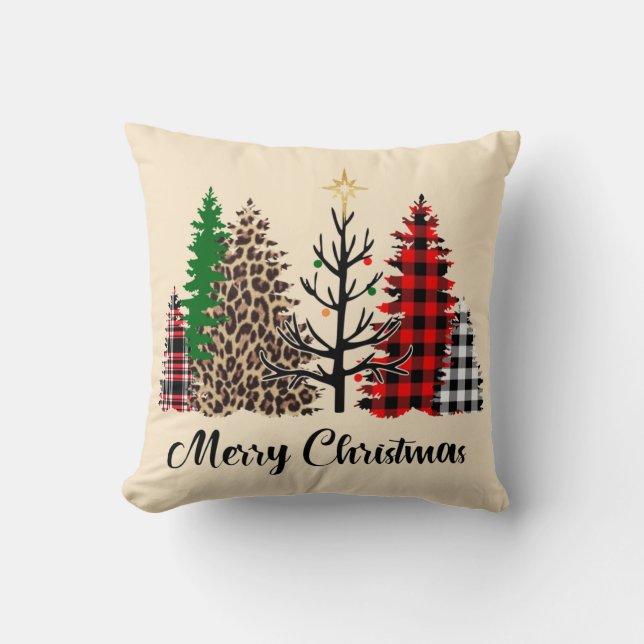 Buffalo Check Leopard Skriv ut Bare Gräs jul Kudde (Framsida)