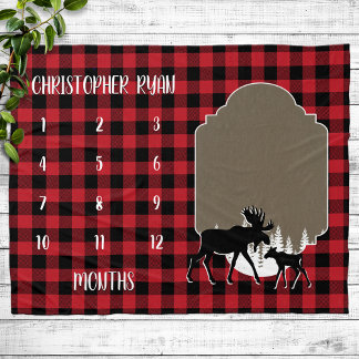 Buffalo Check Lumberjack Baby Milestone Fleecefilt