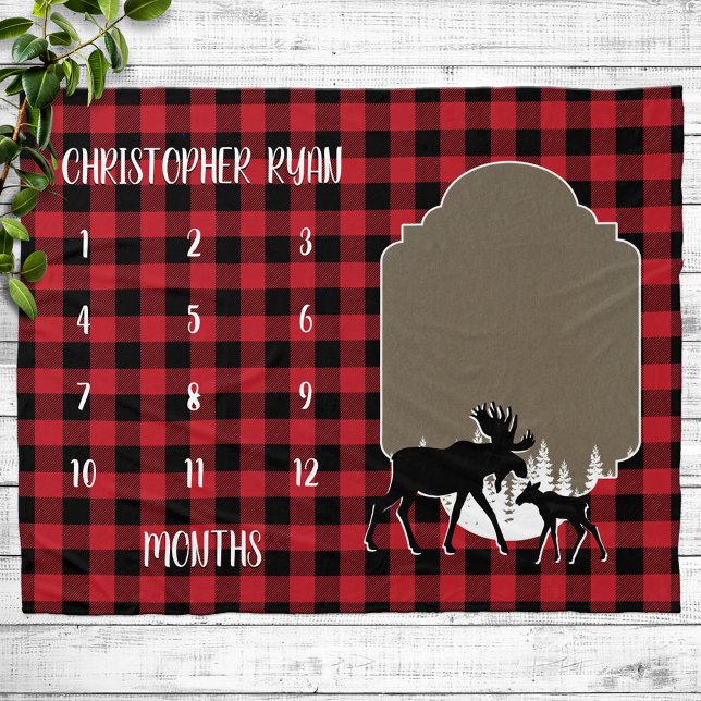 Buffalo Check Lumberjack Baby Milestone Fleecefilt (Skapare uppladdad)