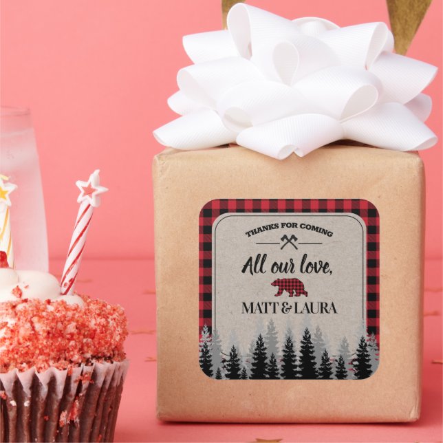 Buffalo Check Lumberjack Tack Fyrkantigt Klistermärke (Fest)