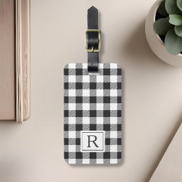 Buffalo Check Monogrammed svart lantgård Bagagebricka