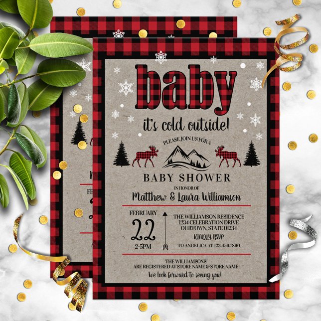 Buffalo Check Moose Baby Shower Inbjudningar (Skapare uppladdad)