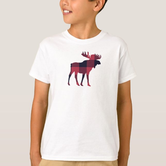 Buffalo Check Moose Wilderness Cabin T Shirt (Framsida)
