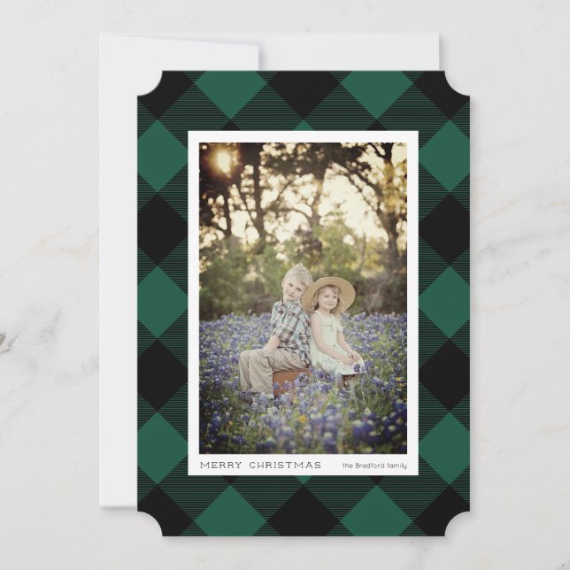 Buffalo Check on Mörk Teal Photo Helgdag (Framsida)